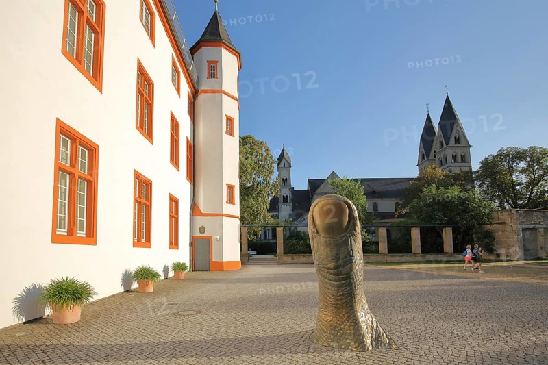 Sculpture The Thumb by Cesar Baldaccini 1993 in front of the Ludwig Museum