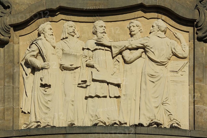 Relief with singer and choirmaster