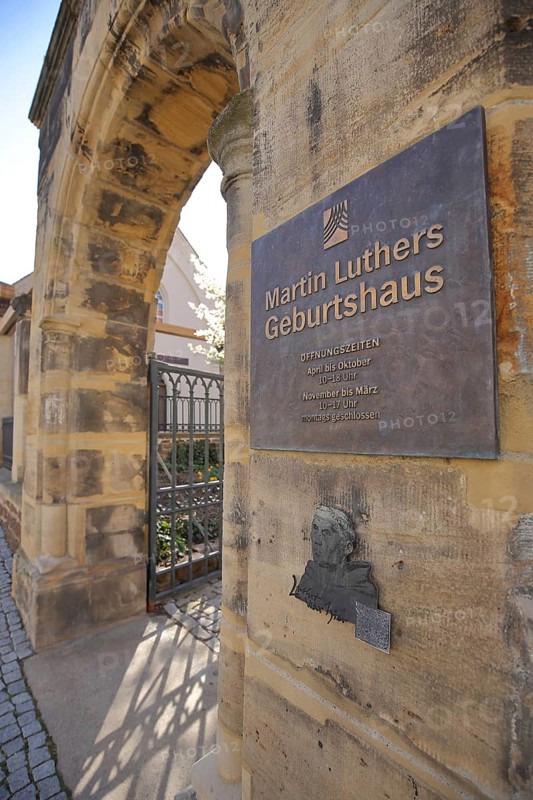 Portal and entrance to the UNESCO Luther's Birthplace with inscription Martin Luther