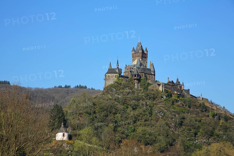 View of Reichsburg Castle built 12th century Landmark and Plague Chapel
