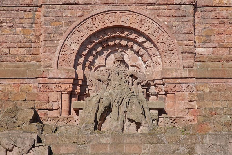 Emperor Barbarossa statue in red stone