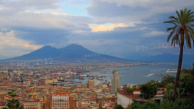 Naples panoramic view with Vesuvius