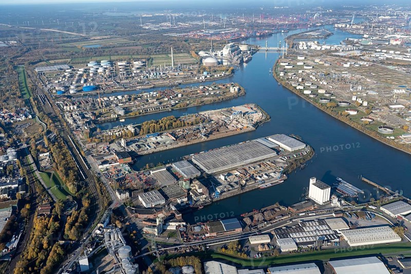 Aerial view of the seaport 1to 4 Hamburg Harburg