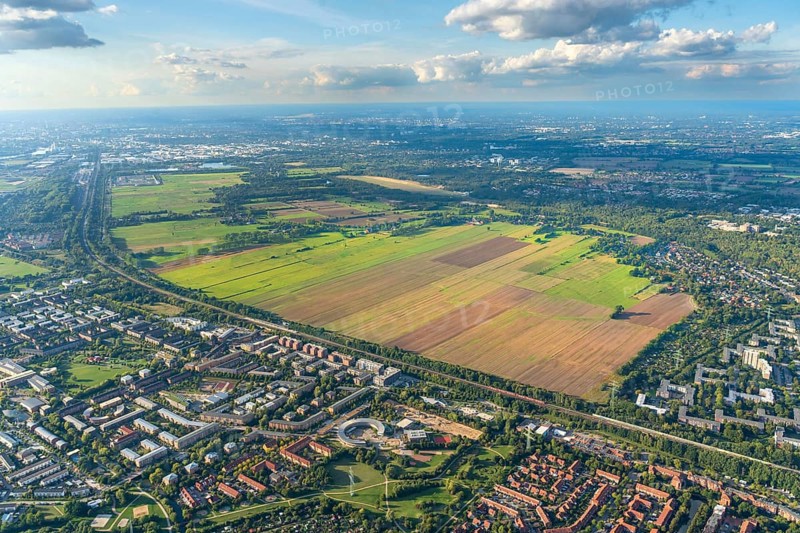 Aerial view of the new Hamburg district Oberbillwerder