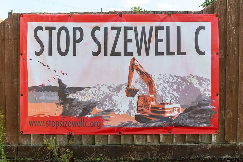 Campaign poster about stopping construction of Sizewell C nuclear power station
