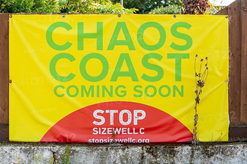 Campaign poster about stopping construction of Sizewell C nuclear power station
