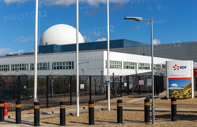 White dome PWR Pressurised Water Reactor EDF sign