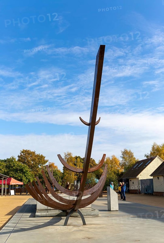 Steel frame of ship burial