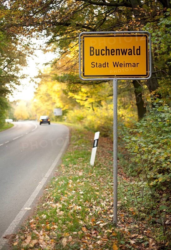 Entrance sign to beech forest near Weimar