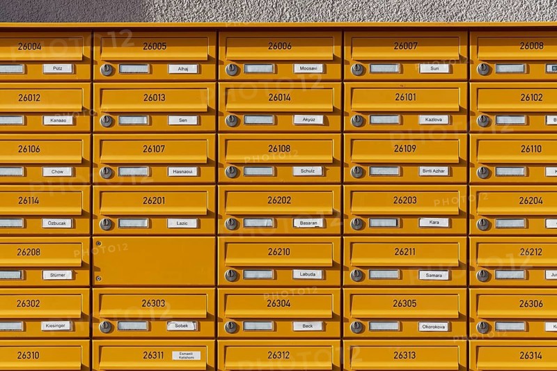 Many letterboxes of a student housing complex