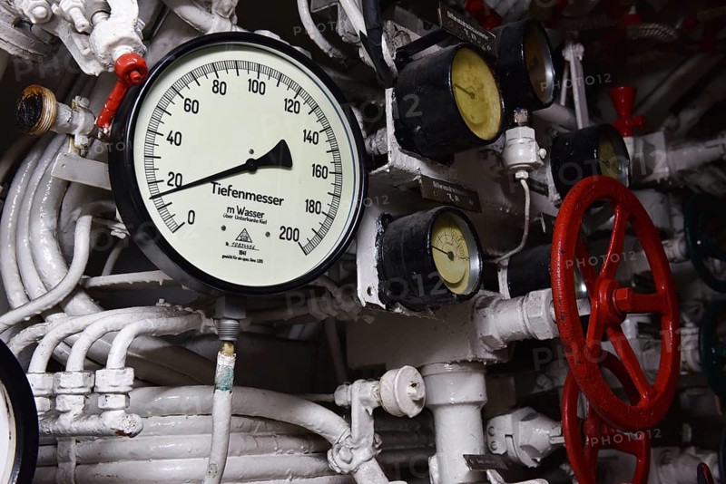 Depth gauge in a submarine in Kiel