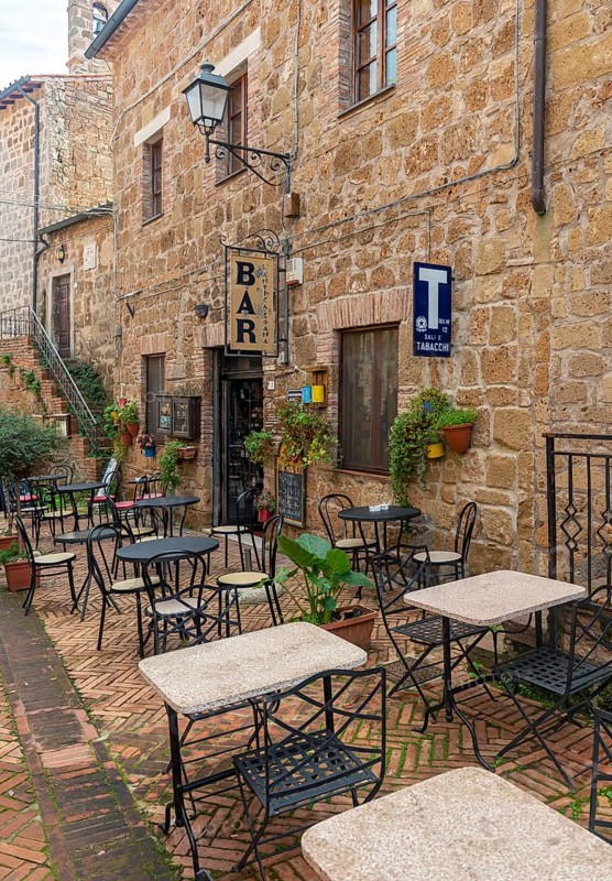 Cafe and bar in the streets of Sovana old town
