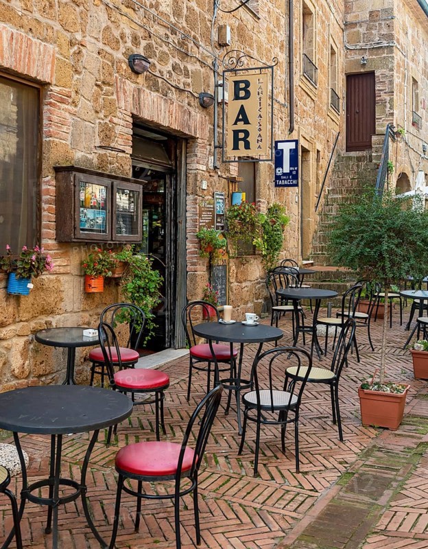 Cafe and bar in the streets of Sovana old town