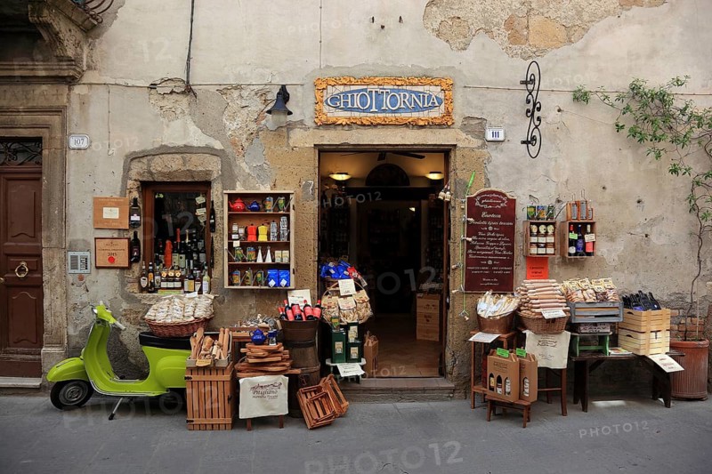 Delicatessen in the Via Roma alley in the old town of Pitigliano