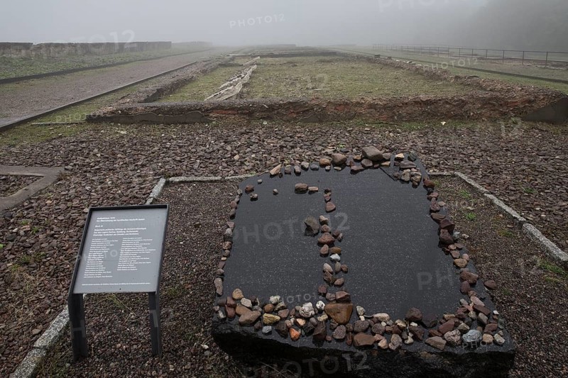 Memorial plaque for the people in Block 45 at beech forest Concentration Camp