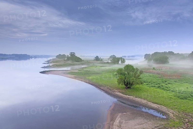 Mist at sunrise at the UNESCO Biosphere Reserve Elbe River Landscape