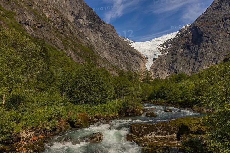 Stream in front of the Briksdalsbreen glacier