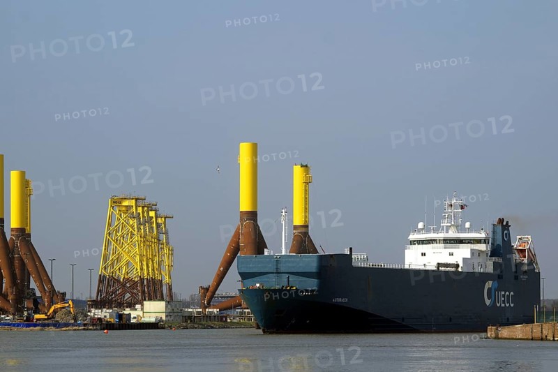 A car transporter leaving the turning basin
