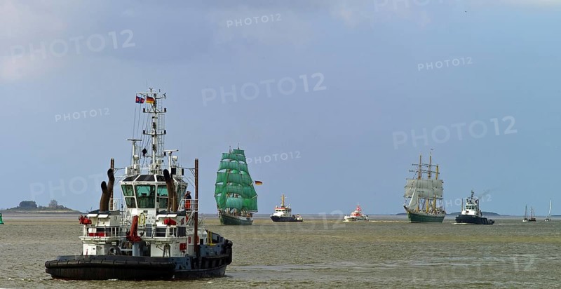 Arrival of the two tall ships Alexander von Humboldt I and II on the Outer Weser near Bremerhaven