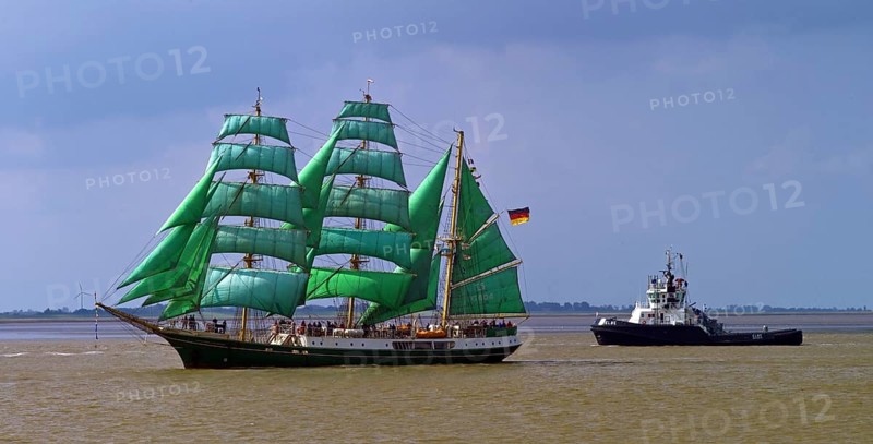 Tall ship Alexander von Humboldt I on the Outer Weser near Bremerhaven