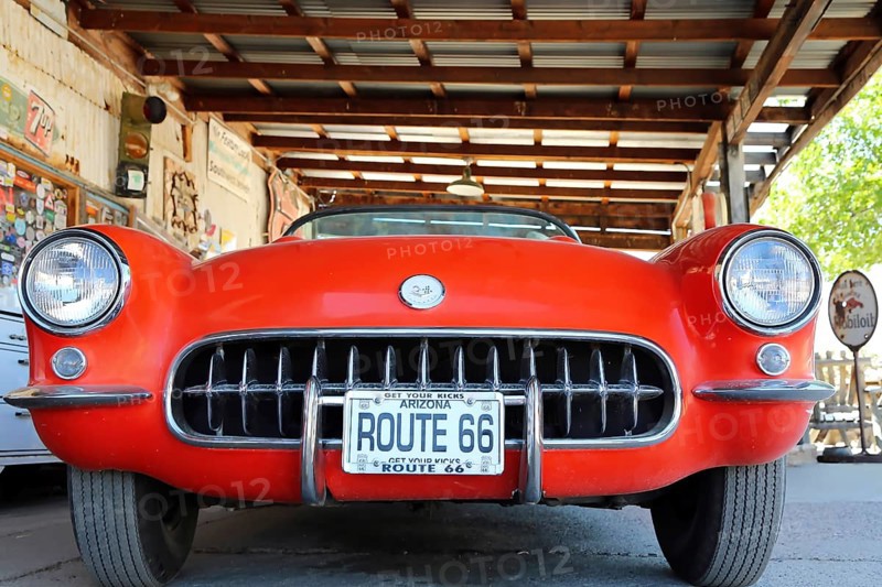 Corvette at the Hackberry General Store on historic Route 66. Kingman