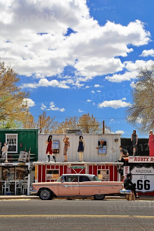 Western town in Seligman on historic Route 66 in the Wild West. Seligman