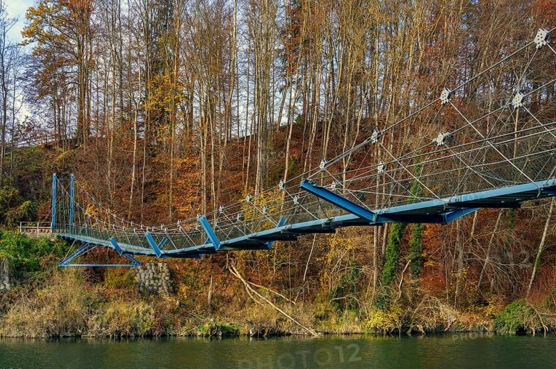 Suspension bridge over the Iller near Fischers near Altusried