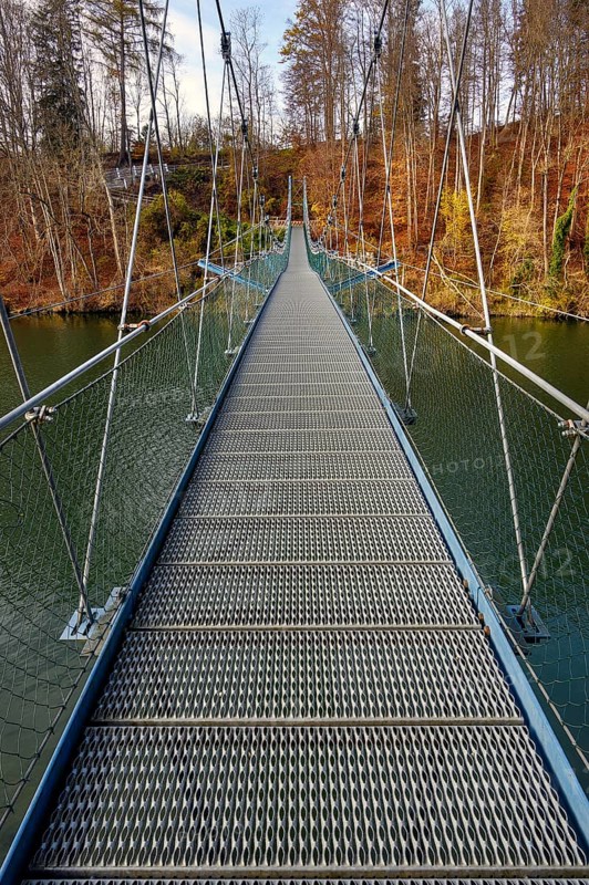 Suspension bridge over the Iller near Fischers near Altusried