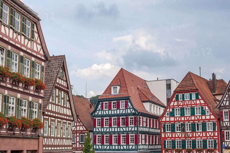 Half-timbered houses on the market square in Calw