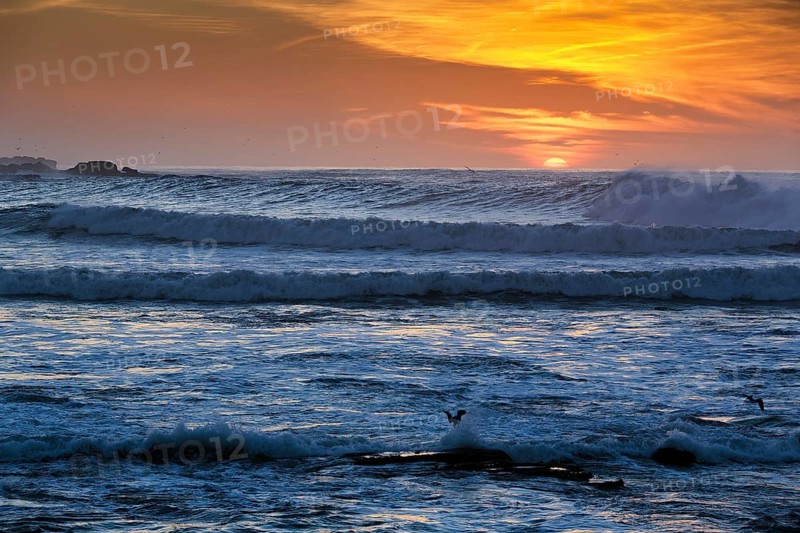 Waves at sunset on the Atlantic Ocean