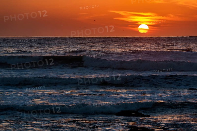 Waves at sunset on the Atlantic Ocean