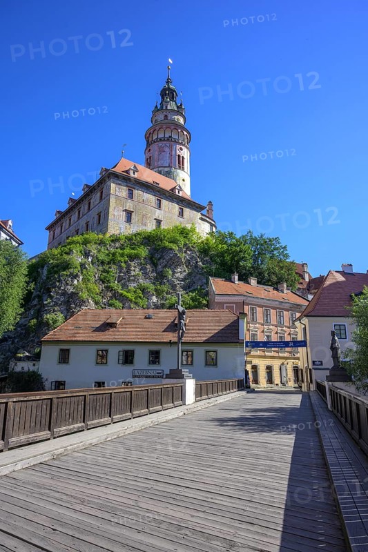 View of the castle with the Zamecka vez tower from the Lazbnicky Bridge