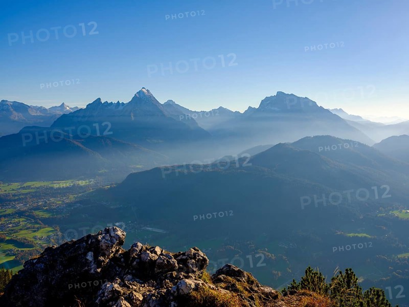 View from the Rauher Kopf summit of the Berchtesgaden Alps