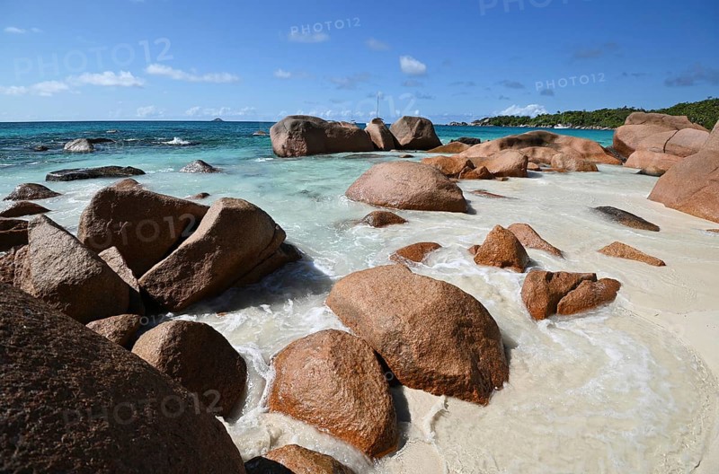 Granite rocks on the beach of Anse Source dArgent