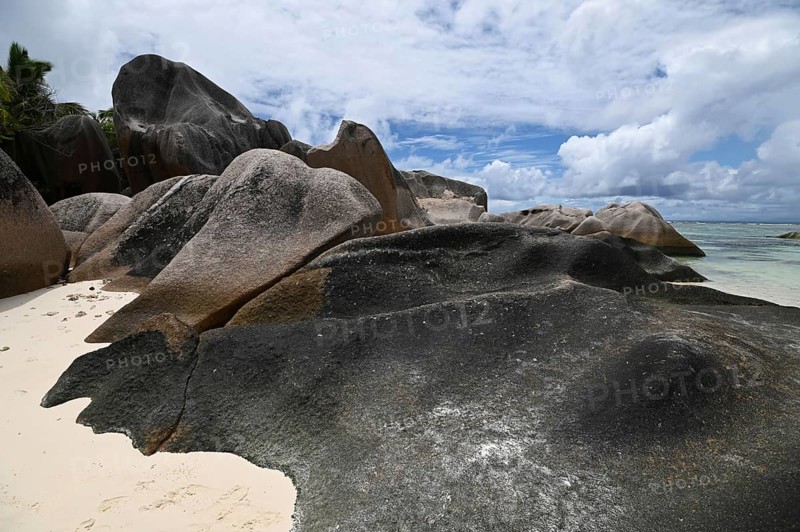 Granite rocks on the beach of Anse Source dArgent