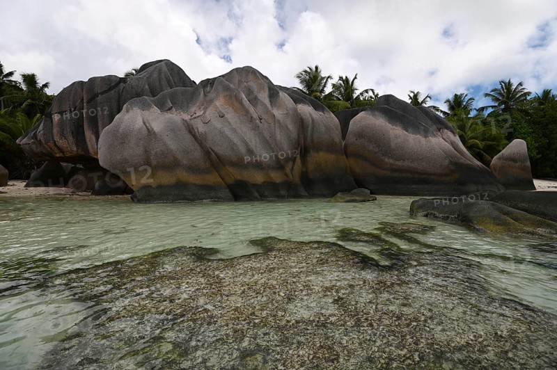 Granite rocks on the beach of Anse Source dArgent