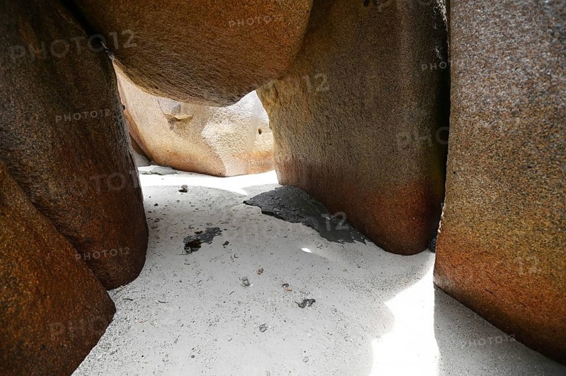 Granite rocks on the beach of Anse Source dArgent