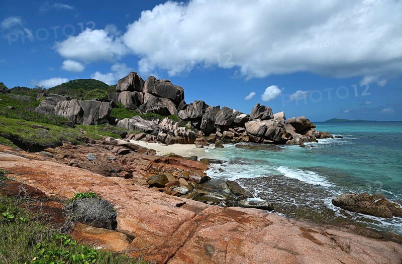 Granite rocks on the beach of the Seychelles