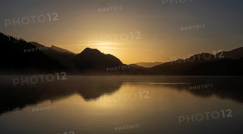 Morning atmosphere at sunrise on Lake Fuschl