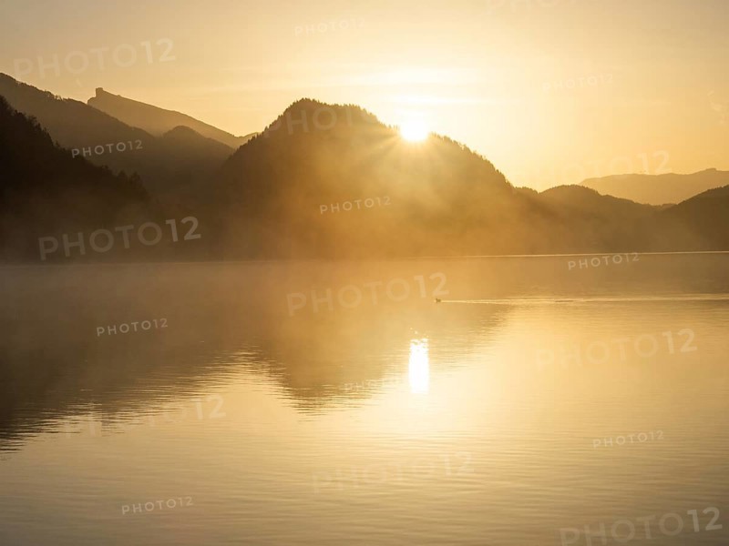 Morning atmosphere at sunrise on Lake Fuschl