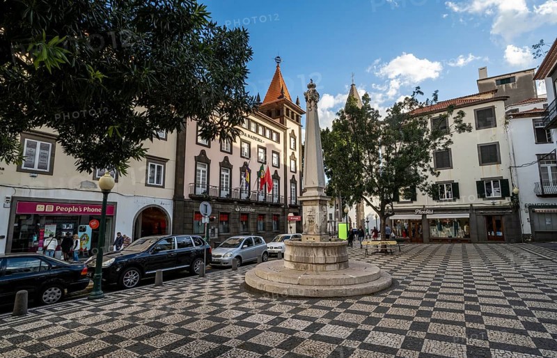 Square with mosaic floor and fountain in the old town