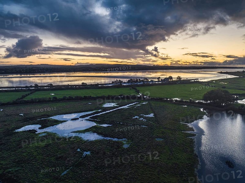 Blue Hour over RSPB Exminster and Powderham Marshes from a drone