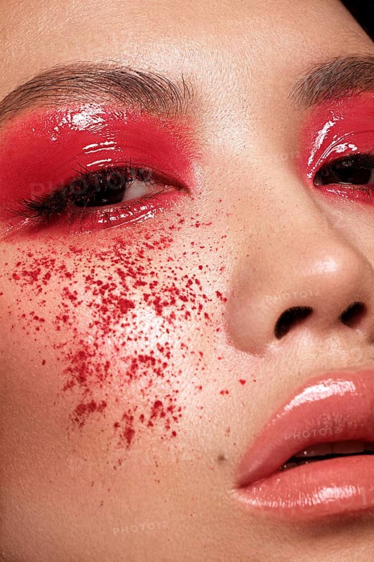 Closeup portrait of asian woman with creative makeup