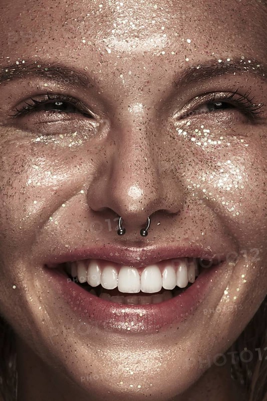 Portrait of a girl with emotion on her face. Photo taken in studio