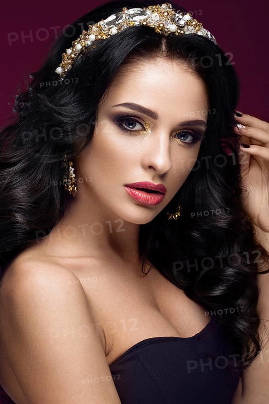 Beautiful brunette model with curls