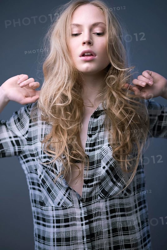 Fashion model with long hair