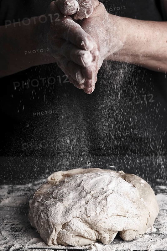 Cooking dough by elderly woman cook hands for homemade pastry bread