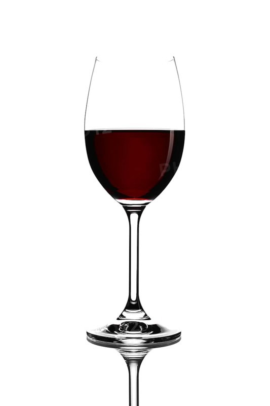 Red wine in a glass isolated on white background