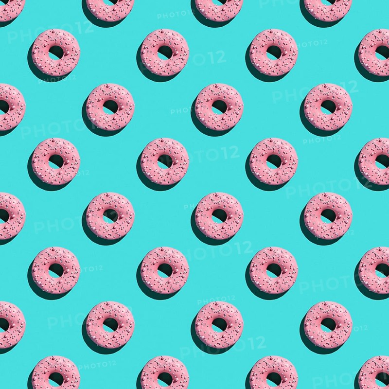 Sweet donuts pattern on a blue background