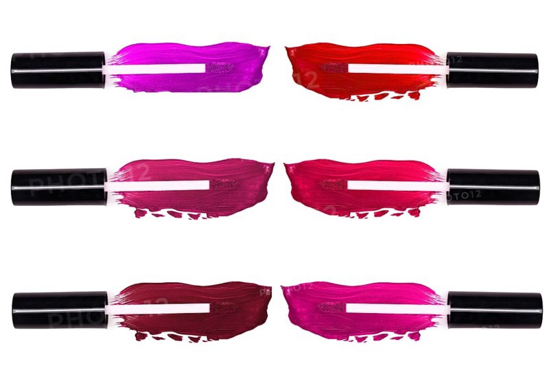Liquid lipstick isolate on a white background. Lip Gloss Set